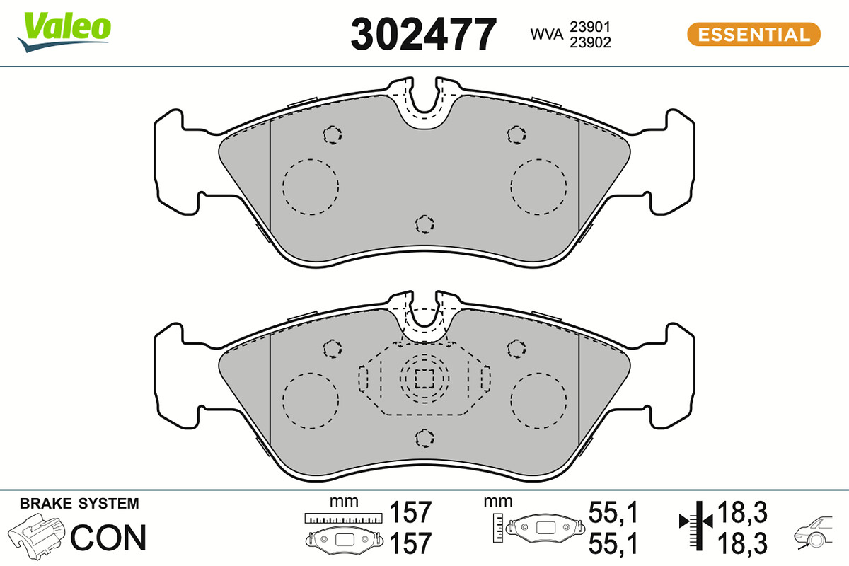 Jeu de 4 plaquettes de frein VALEO ref. 302477